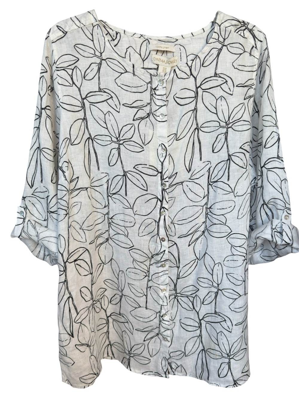 Cynthia Rowley NWT Women's 100% Linen Floral Tunic Top Size 1X